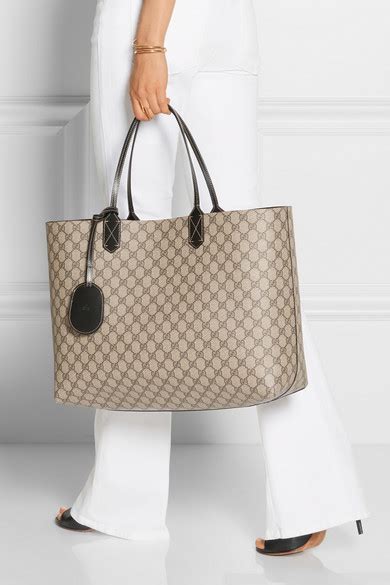 gucci turnaround large reversible bonded-leather tote|Gucci canvas tote bag free.